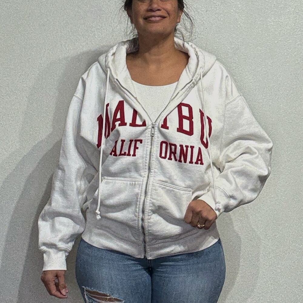 John Galt White Malibu Full Zip Hoodie Sz L
